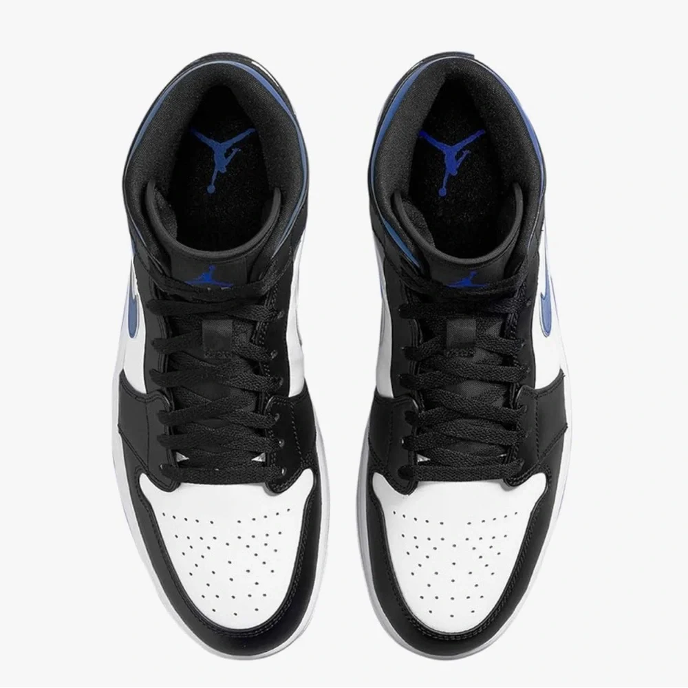 Nike Men’s Air Jordan 1 Mid Racer Blue/white/black 9.5 High-Top Sneakers - Picture 4 of 14